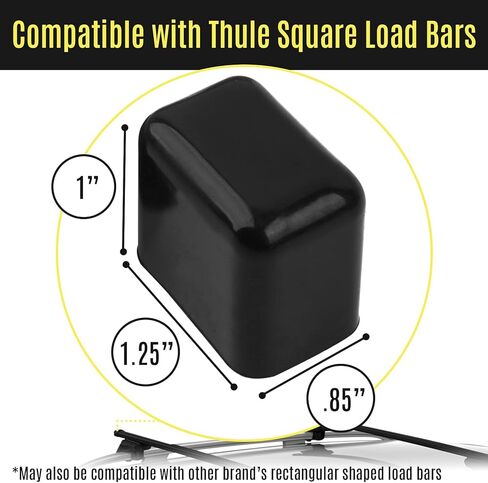 أغطية Mission Automotive [8-Pack] EC1 تناسب قضبان تحميل Thule - أغطية نهاية حامل السقف تناسب شريط Thule المربع - مقاومة للأشعة فوق البنفسجية، استبدال الغطاء لأغطية نهاية شريط Thule المربعة in Kuwait