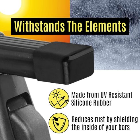 أغطية Mission Automotive [8-Pack] EC1 تناسب قضبان تحميل Thule - أغطية نهاية حامل السقف تناسب شريط Thule المربع - مقاومة للأشعة فوق البنفسجية، استبدال الغطاء لأغطية نهاية شريط Thule المربعة in Kuwait