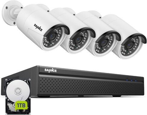 SANNCE 8CH 4K PoE CCTV System with 4 * 3MP Outdoor Security IP Camera, Audio Recording, Metal Casing, P2P, Motion Alert and Screenshot, NO HDD in Saudi Arabia