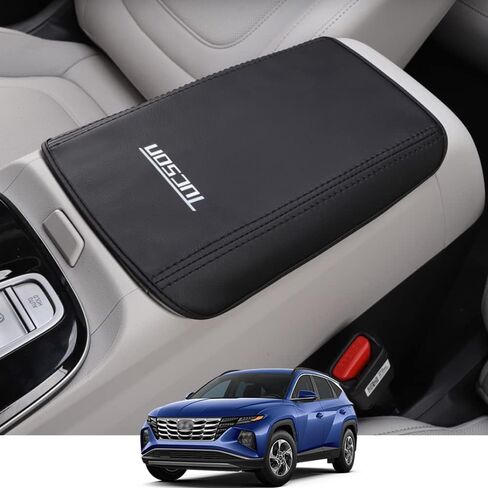 غطاء مسند ذراع وحدة التحكم المركزية مناسب لشركة Hyundai Tucson 2022 2023 2024 مسند ذراع مقاوم للخدش غطاء جلدي ملحقات الديكور الداخلي (أسود) in Kuwait