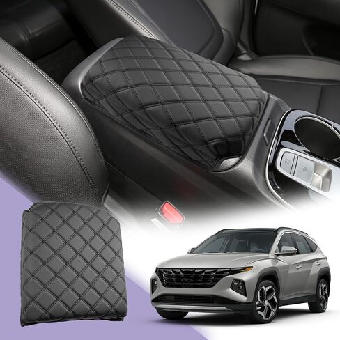 2024 Tucson Center Console Cover 2022-2024 Hyundai Tucson Armrest Cover Tucson Center Console Armrest Pad Soft Leather 2023 Tucson SEL Armrest Console Cover 2024 2023 Hynudai Tucson Accessories(Black) in Saudi Arabia