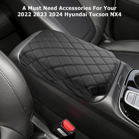 2024 Tucson Center Console Cover 2022-2024 Hyundai Tucson Armrest Cover Tucson Center Console Armrest Pad Soft Leather 2023 Tucson SEL Armrest Console Cover 2024 2023 Hynudai Tucson Accessories(Black) in Saudi Arabia