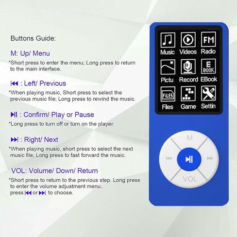 MP3 Player with 32GB TF Card,Built-in HD Speaker,Portable HiFi Music Player with Video/Voice Recorder/FM Radio/Photo Viewer/E-Book Player for Kids in Kuwait