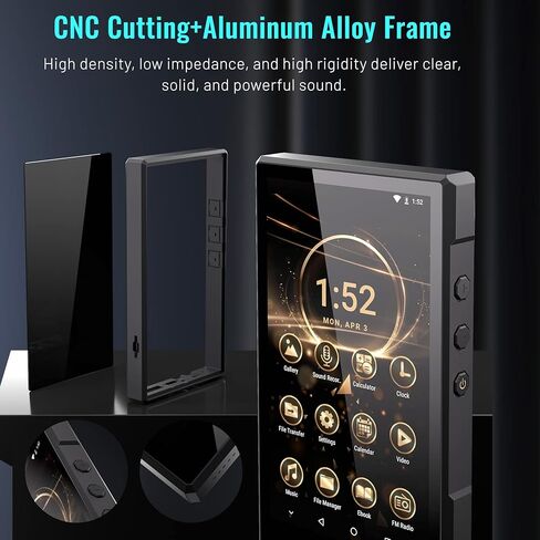 Luoran 3+96GB MP3 Player with Bluetooth,Supports APK Downloaded,5000mAh Battery Pre-Installed Spotify,Audible, and 5.0'' 720 * 1280 IPS, MTK8 Core, CNC Aluminum Housing up to 1TB in Kuwait