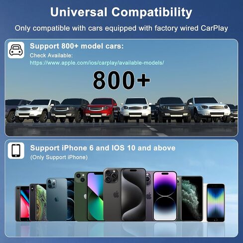 محول CarPlay اللاسلكي لجهاز iPhone - محول Apple CarPlay اللاسلكي 5 جيجا هرتز واي فاي توصيل تلقائي للسيارة محول لاسلكي لا حاجة إلى كابل بيانات فقط Factory CarPlay 2015+ Car & iOS 10+ in Saudi Arabia