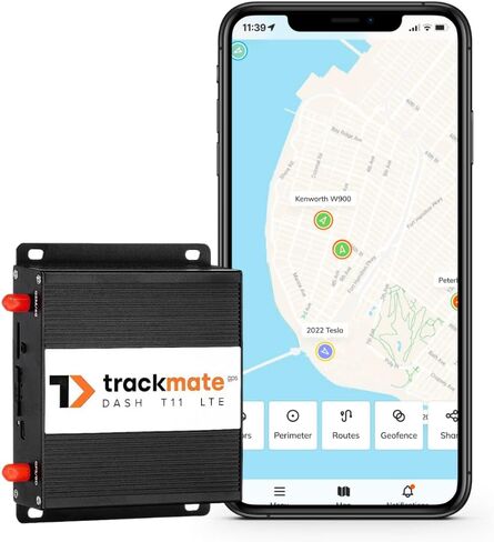 TrackmateGPS DASH T11 متعقب مركبات السيارات، تتبع في الوقت الحقيقي، منع السرقة، قفل/فتح الباب، بدون عقد، مثالي لشاحنات أساطيل السيارات، دعم الولايات المتحدة، تقارير متقدمة، تطبيق iOS وGoogle Play، 4G LTE in Saudi Arabia