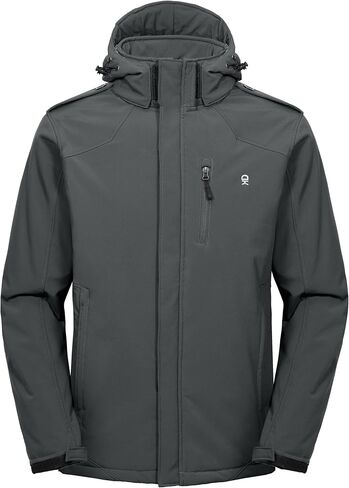 Little Donkey Andy Men's Warm Sherpa Lined Winter Softshell Jacket Windproof Mountain Ski Snow Coat with Removable Hood in Saudi Arabia