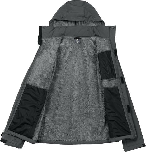 Little Donkey Andy Men's Warm Sherpa Lined Winter Softshell Jacket Windproof Mountain Ski Snow Coat with Removable Hood in Saudi Arabia