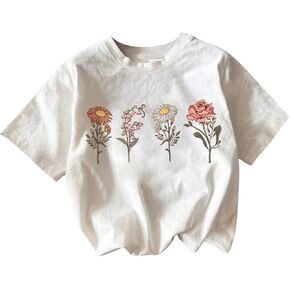 WDIRARA Girl's Strawberry T Shirt Graphic Tee Cute Crewneck Short Sleeve Top