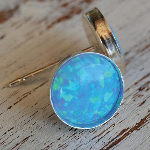White Opal Stud Earrings 8mm Handmade Gold Filled Post Dainty Earrings for women in Saudi Arabia