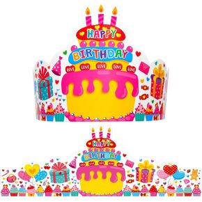 36 Pack Birthday Crowns for Kids Colorful Paper Party Hats Birthday Crown Set for Teachers Students Classroom