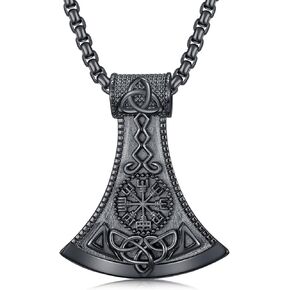 Viking Hammer/Axe/Arrow/Odin/Wolf/Raven/Tree/Runes Norse Necklace Sterling Silver Pendant for Men