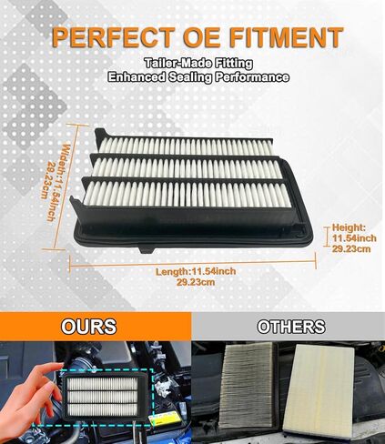فلتر هواء المحرك CA11113، بديل لـ Civic 1.8L L4 Gas 2012-2015 Acura ILX Base 2.0L L 4 2013-2015، يوفر حماية للفلتر تصل إلى 12 شهرًا/12000 ميل in Kuwait