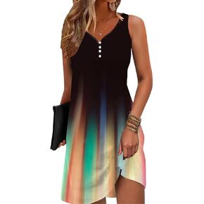 Floral Printed Summer Dresses A-Line Elegant Dress Womens Vintage Sleeveless Beach Sundress