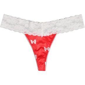 MakeMeChic Women's Leopard Print Thongs Underwear Floral Lace Low Rise Lingerie Bottoms