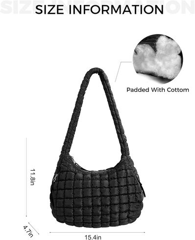 Puffer Quilted Shoulder Bag for Women Padding Shoulder Bag Puffy Hoho Bag Trendy Tote Bag 2024 in Saudi Arabia