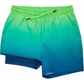 Rokka&Rolla Boys' Swim Trunks with Boxer Brief Liner Compression Anti Chafe Quick Dry Bathing Suit, UPF 50+