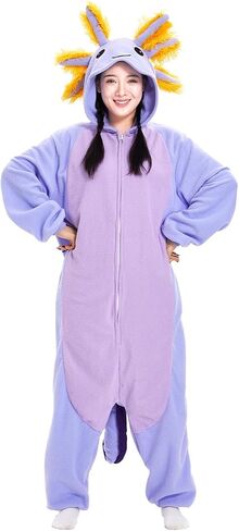Axolotl Costume Adults Onesies Unisex Pajamas Cosplay Animal Plush Homewear Halloween Jumpsuit for Men Women in Saudi Arabia