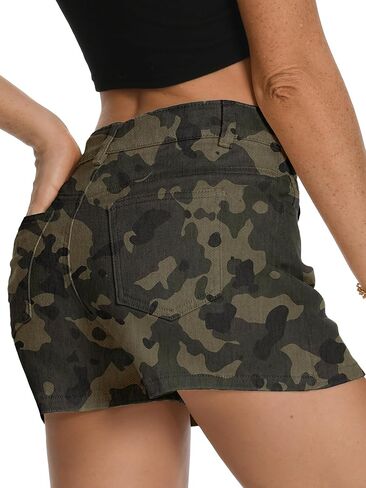 ELLEVEN High Stretchy Mini Skort Skirt for Women,Low Waist Denim Skort Shorts with Pockets in Kuwait