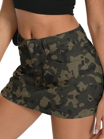 ELLEVEN High Stretchy Mini Skort Skirt for Women,Low Waist Denim Skort Shorts with Pockets in Kuwait