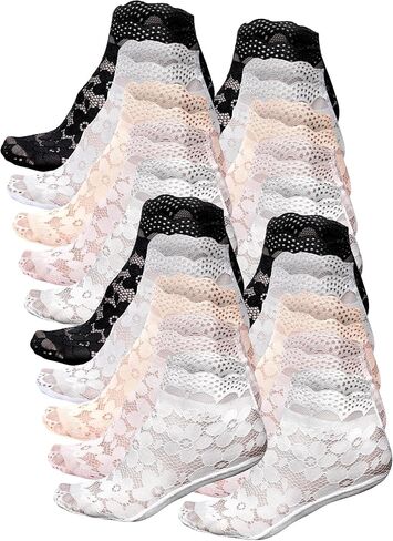 10 Pairs Summer Womens Lace Ankle Socks Transparent Sheer Socks and No Show Lace Socks Sets for Women Girls in Kuwait