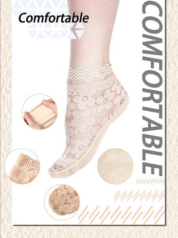 10 Pairs Summer Womens Lace Ankle Socks Transparent Sheer Socks and No Show Lace Socks Sets for Women Girls in Kuwait