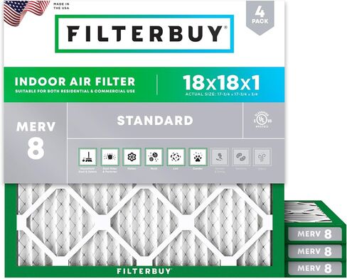 Filterbuy 13x20x1 Air Filter MERV 8 Dust Defense (4-Pack), Pleated HVAC AC Furnace Air Filters Replacement (Actual Size: 12.88 x 19.88 x 0.75 Inches) in Saudi Arabia