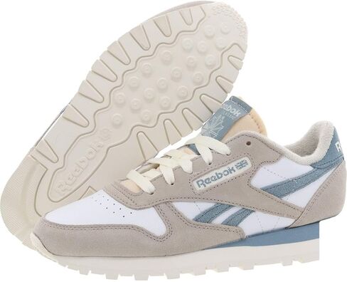 حذاء رياضي نسائي من الجلد الكلاسيكي من ريبوك، لون الطباشير/الرمادي/البني المنفع، 9.5 in Kuwait