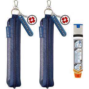 عبوتان من حقيبة حمل أقلام Epi Pen الشبكية الحمراء الصغيرة - حقيبة سفر مريحة لحامل قلم EpiPen للحساسية والسكري - يناسب وضع قلم Epi Pen واحد (بما في ذلك علامة الأرقام وسحر شعار MED) in Kuwait