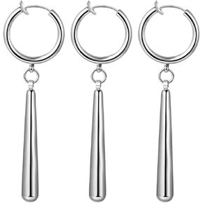 Aroncent Anime Zoro Cosplay Earrings: 3PCS Stainless Steel Drop Dangle Small Huggie Hinged Hoop Cartilage Earrings Personalized Punk Jewelry for Men Women