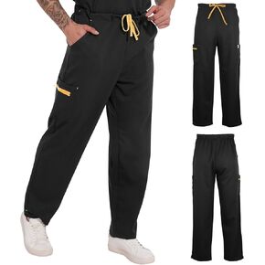 Navy Scrub Cargo Pants for Men Women 5 Pockets Unisex Medical Stretch Trousers Nurses Dental Straight Leg Lab Drawstring Pant