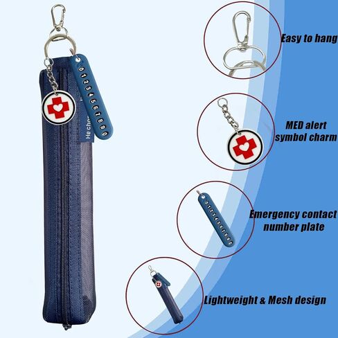 عبوتان من حقيبة حمل أقلام Epi Pen الشبكية الحمراء الصغيرة - حقيبة سفر مريحة لحامل قلم EpiPen للحساسية والسكري - يناسب وضع قلم Epi Pen واحد (بما في ذلك علامة الأرقام وسحر شعار MED) in Kuwait