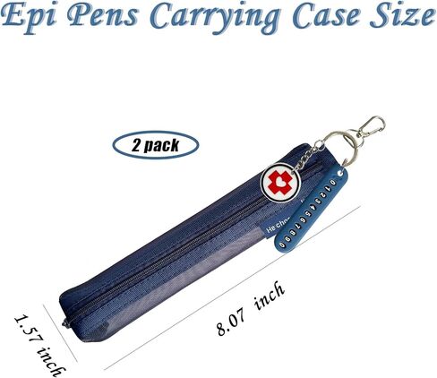 عبوتان من حقيبة حمل أقلام Epi Pen الشبكية الحمراء الصغيرة - حقيبة سفر مريحة لحامل قلم EpiPen للحساسية والسكري - يناسب وضع قلم Epi Pen واحد (بما في ذلك علامة الأرقام وسحر شعار MED) in Kuwait