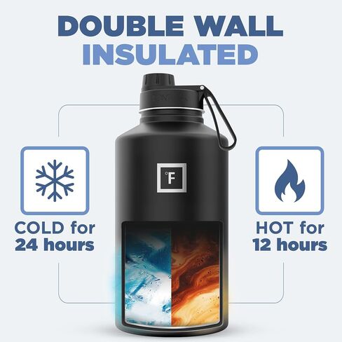 IRON °FLASK Camping & Hiking Hydration Flask, Wide Mouth, 3 Spout Lids, Stainless Steel Outdoor Water Bottle, Double Walled, Insulated Thermos, Metal Canteen - Kiwi Green, 40 Oz in Kuwait