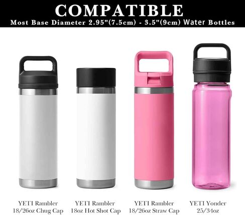 حزام حامل زجاجات المياه Linkidea متوافق مع زجاجة YETI Rambler 26oz، زجاجة Yonder 1L/34oz، حقيبة حمل زجاجات المياه المعزولة من النيوبرين مع حزام معصم، أبيض فاتح in Kuwait