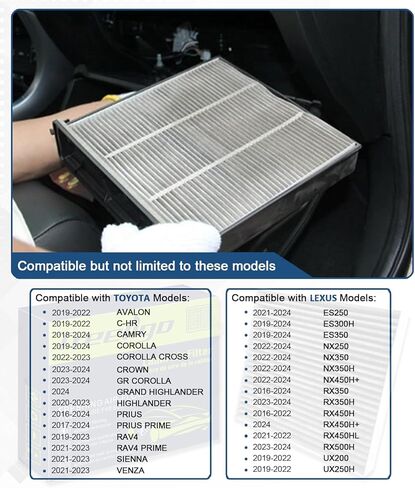 CF10285 Cabin Air Filter, Replacement for Camry 2007-2017 Corolla 2009-2019 Rav4 2006-2018 4Runner 2010-2023 Avalon Prius Tundra Highlander ES300H IS250, w/Upgraded Coconut Shell Activated Carbon in Kuwait