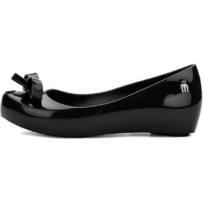 Mini Melissa Ultragirl مع حذاء باليه مسطح للفتيات - حذاء مسطح مريح وجذاب بمقدمة مفتوحة مع جزء علوي شفاف وفيونكة صغيرة للأطفال، أزرق، 11