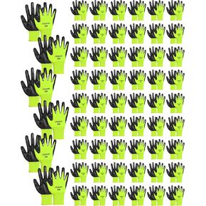 Maxcheck 54 Pairs PU Coated Gloves Bulk, Reusable Rubber Safety Gloves for Men Women Work Warehouse, Mechanic, Woodworking