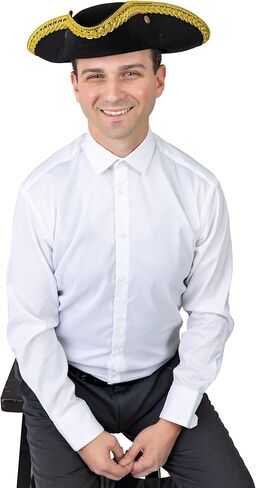 قبعة Dress Up America Tricorn للبالغين - قبعة استعمارية تاريخية للرجال - أسود - مقاس واحد in Kuwait