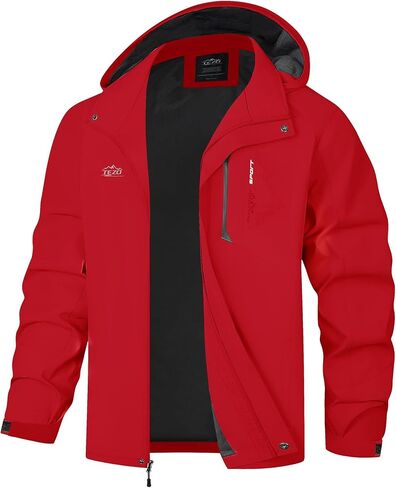 TEZO Mens Rain Jacket Waterproof with Hooded Hiking Coat Lightweight Windbreaker(BK/GY 2XL) in Saudi Arabia