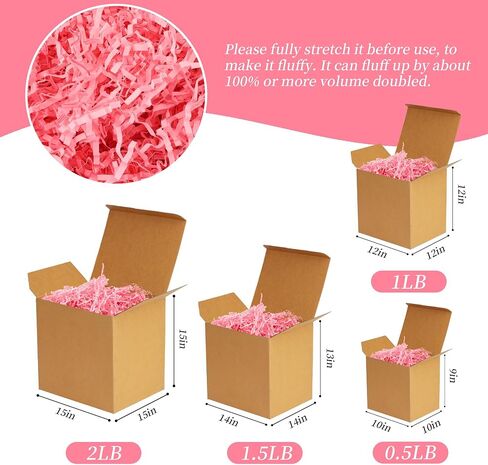 TCAIRG - 2 LB - Gold & Pink - Mixed Color Shred Filler Crinkle Cut Paper for luxury Gift Box Filler Gift Basket Stuffing Shipping Packaging Craft Party Favor Bags (Gold & Pink) in Kuwait
