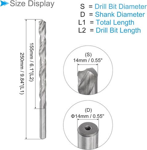Extra Long Twist Drill Bits, 2.5mm Drill Bit Diameter 160mm Total Length, High Speed Steel Twist Drill Bit - (Applications: for Hardened Metal Woodwork Plastic Aluminum), 4-Pieces in Saudi Arabia