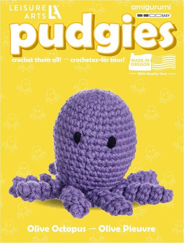 Leisure Arts - Crochet Kit, Pudgies Olive The Octopus, 3", Crochet kit for Beginners, Complete Crochet kit, Animal Crochet Kits, Crochet Animal kit, DIY amigurumi Crochet Kits in Saudi Arabia