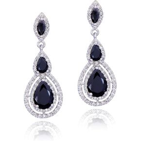 Women's Cubic Zirconia Bridal Earrings - Elegant Long Wedding Party Prom Earring for Bride Bridesmaids Crystal CZ Rhinestone Chandelier Statement Dangle Drop Earrings for Women in Kuwait