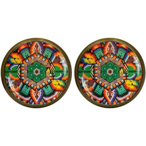 Mexican Art stud earrings, Mexican Folk Art, Mexican Jewelry, Mexican earrings, Mexican Ornamental, antique brass earrings, post earrings, in Saudi Arabia