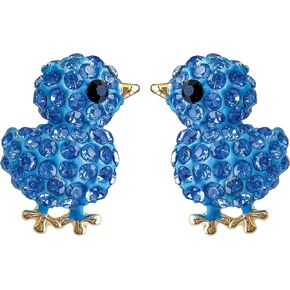 Navachi 18k Gold Plated Chicken Crystal Enamel Stud Earrings