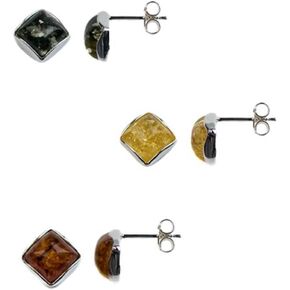 Multicolor Amber Perfect Classic Square Stud Earrings Set in Saudi Arabia