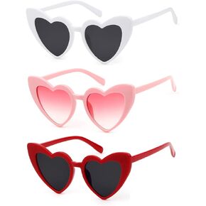 Laurinny Heart Sunglasses for Women Trendy Cat Eye Love Shaped Sunglasses Vintage Lovely Retro Cute Sun Glasses
