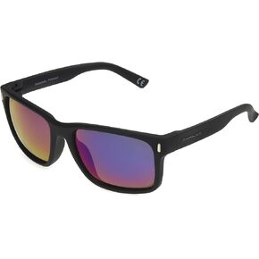 Panama Jack Women's Polarized Purple-Red Mirror Wrap Sunglasses, Black, 62