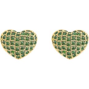 Pave Stud Earrings Heart - Heart Shaped Stud Full of 45Pcs Multicolor Crystal - Gift for Sisters, Lover